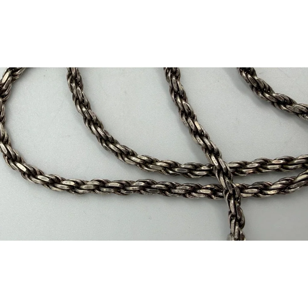 925‎ Italy Sterling Silver Rope Chain Necklace 24